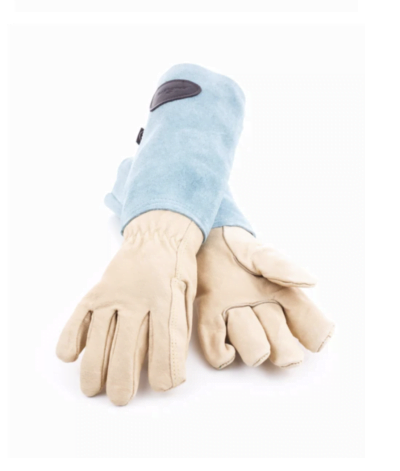 Suede and leather gardening gloves - blue