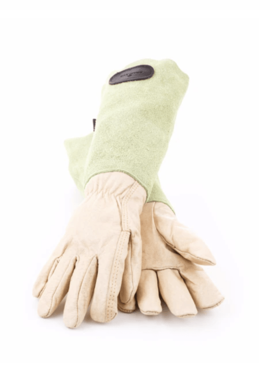 Suede and leather gardening gloves - green