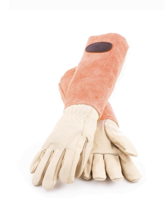 Suede and leather gardening gloves - orange