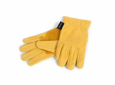 Yellow leather gardening gloves