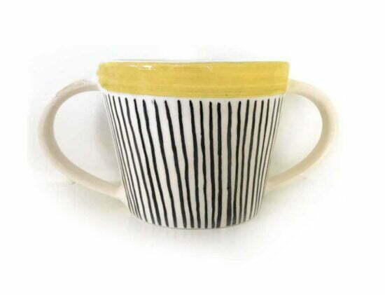 Hand thrown ceramic two handled cup