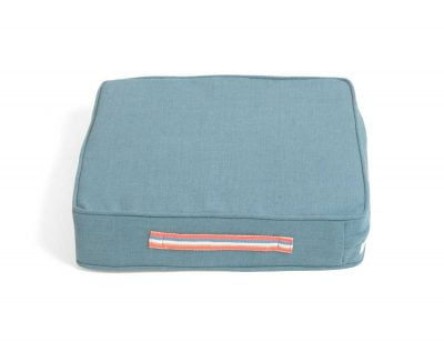 small firm booster cushion - blue linen cover