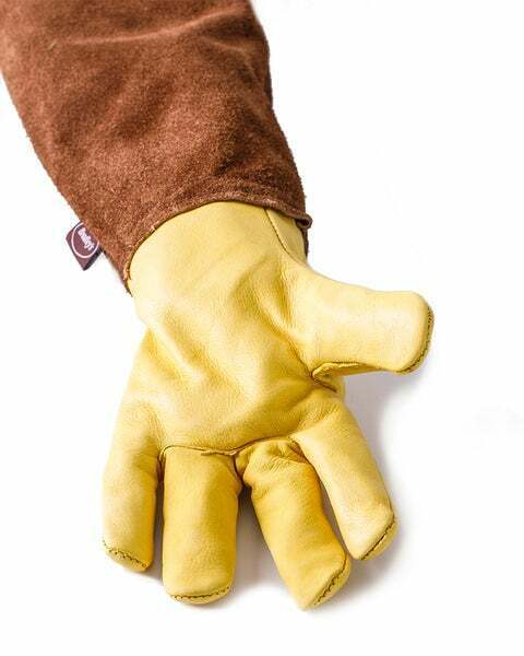 Leather and suede gardening gloves