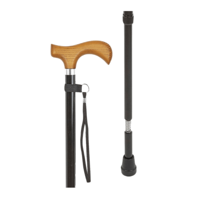 Derby handle adjustable stick with shock absorber